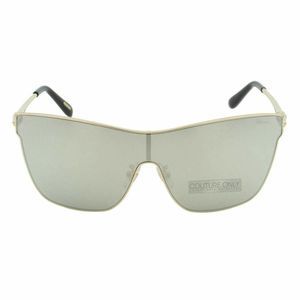 New Chopard Women Shield Sunglasses SCH-C20S-300G Gold Frame Gray Mirrored Lens